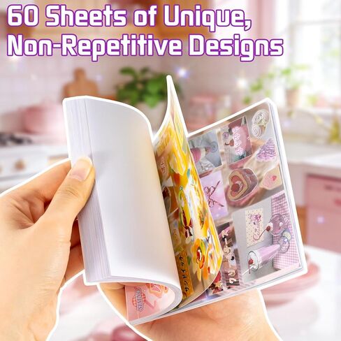 QEF 2 Pack Japanese Sticker Book 1300 Pcs, Aesthetic Journaling Stickers with Faux Sugar Glitter Style, Cute Scrapbook Stickers for Planner Diary Dessert and Food Decals in Saudi Arabia
