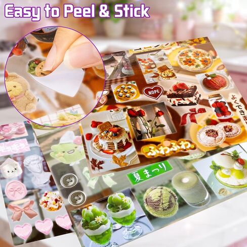 QEF 2 Pack Japanese Sticker Book 1300 Pcs, Aesthetic Journaling Stickers with Faux Sugar Glitter Style, Cute Scrapbook Stickers for Planner Diary Dessert and Food Decals in Saudi Arabia