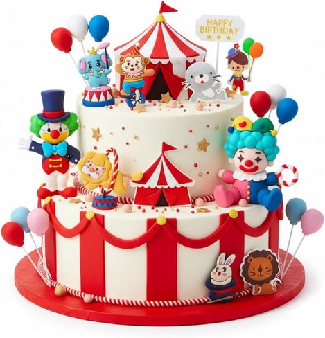 Knana 18Pcs Circus Cake Toppers Circus Cake Decorations Circus Party Decorations for Carnival Baby Shower Birthday Party Supplies in Saudi Arabia