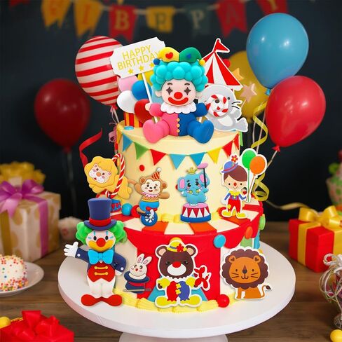 Knana 18Pcs Circus Cake Toppers Circus Cake Decorations Circus Party Decorations for Carnival Baby Shower Birthday Party Supplies in Saudi Arabia