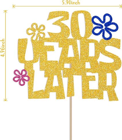 30 Years Later Cake Topper - Cheers to 30 Years, Talk Thirty to Me, Yellow Sponge Theme Cartoon 30th Birthday Anniversary Decorations Gold Glitter in Saudi Arabia