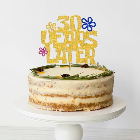 30 Years Later Cake Topper - Cheers to 30 Years, Talk Thirty to Me, Yellow Sponge Theme Cartoon 30th Birthday Anniversary Decorations Gold Glitter in Saudi Arabia