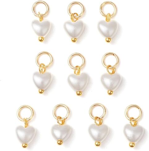 DanLingJewelry 200Pcs ABS Imitation Pearl Charms Acrylic Heart Charm with Jump Ring White Acrylic Valentine Heart Pendants for Jewelry Making DIY Crafts in Saudi Arabia