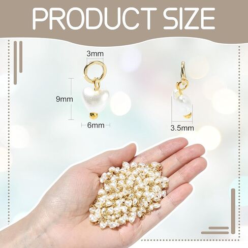 DanLingJewelry 200Pcs ABS Imitation Pearl Charms Acrylic Heart Charm with Jump Ring White Acrylic Valentine Heart Pendants for Jewelry Making DIY Crafts in Saudi Arabia