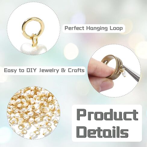 DanLingJewelry 200Pcs ABS Imitation Pearl Charms Acrylic Heart Charm with Jump Ring White Acrylic Valentine Heart Pendants for Jewelry Making DIY Crafts in Saudi Arabia