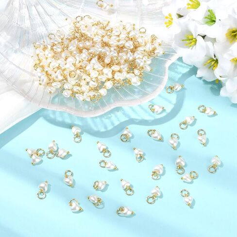DanLingJewelry 200Pcs ABS Imitation Pearl Charms Acrylic Heart Charm with Jump Ring White Acrylic Valentine Heart Pendants for Jewelry Making DIY Crafts in Saudi Arabia