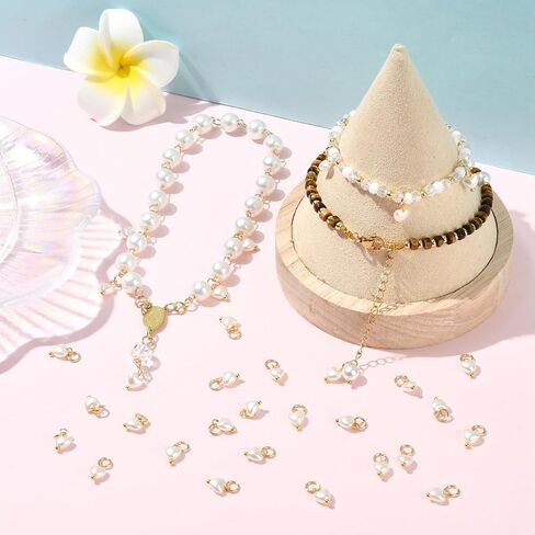 DanLingJewelry 200Pcs ABS Imitation Pearl Charms Acrylic Heart Charm with Jump Ring White Acrylic Valentine Heart Pendants for Jewelry Making DIY Crafts in Saudi Arabia