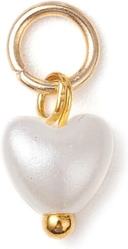 DanLingJewelry 200Pcs ABS Imitation Pearl Charms Acrylic Heart Charm with Jump Ring White Acrylic Valentine Heart Pendants for Jewelry Making DIY Crafts in Saudi Arabia