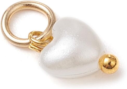DanLingJewelry 200Pcs ABS Imitation Pearl Charms Acrylic Heart Charm with Jump Ring White Acrylic Valentine Heart Pendants for Jewelry Making DIY Crafts in Saudi Arabia