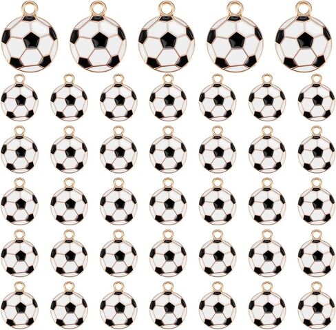 40 Pcs Enamel Soccer Charm, Metal Soccer Charms Enamel Gold Edge Sport Football Pendants Charm for Jewelry Making, Keychains, Necklace, Bracelets, Earrings, DIY Crafts in Saudi Arabia
