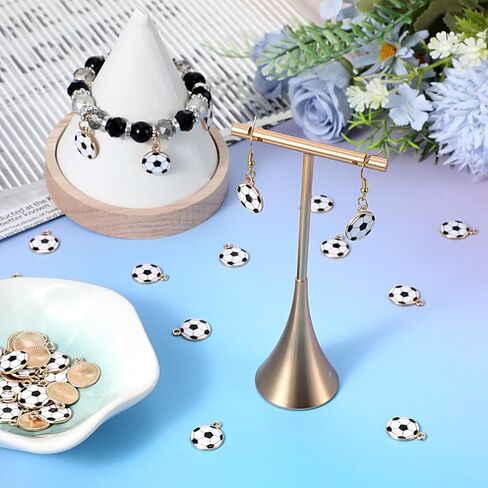 40 Pcs Enamel Soccer Charm, Metal Soccer Charms Enamel Gold Edge Sport Football Pendants Charm for Jewelry Making, Keychains, Necklace, Bracelets, Earrings, DIY Crafts in Saudi Arabia