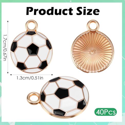 40 Pcs Enamel Soccer Charm, Metal Soccer Charms Enamel Gold Edge Sport Football Pendants Charm for Jewelry Making, Keychains, Necklace, Bracelets, Earrings, DIY Crafts in Saudi Arabia