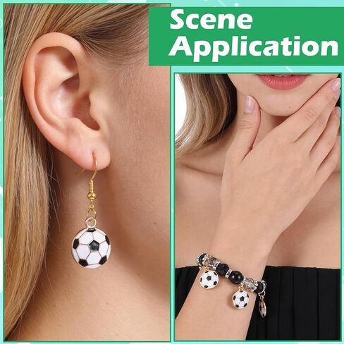 40 Pcs Enamel Soccer Charm, Metal Soccer Charms Enamel Gold Edge Sport Football Pendants Charm for Jewelry Making, Keychains, Necklace, Bracelets, Earrings, DIY Crafts in Saudi Arabia