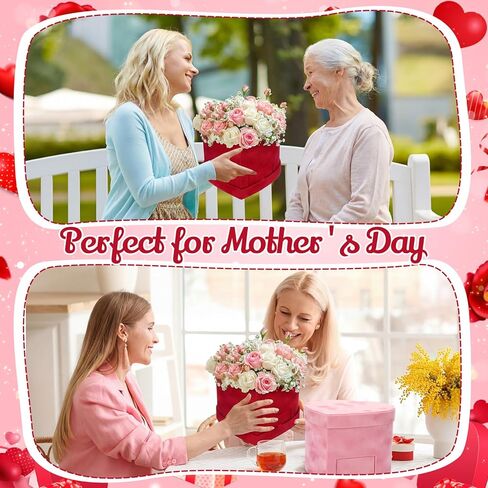 3 Pcs Valentine's Day Flower Heart Shape Velvet Boxes with Drawer - 7.9x7.9x5.9 in 3 Colors Flower Boxes for Arrangements Jewelry Storage for Weddings Proposals Birthdays in Saudi Arabia