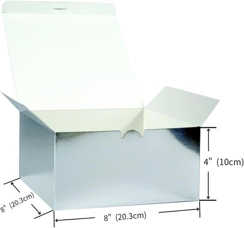 PandaPandaPPS Gift Boxes 25 pcs, 8"x8"x4", Metallic Silver Glossy and Mirror Finish, with Lids, Easy Assemble for Bridesmaid Proposal, Wedding, Party Favors and Festivals (Metallic Sliver, 8 * 8 * 4) in Saudi Arabia