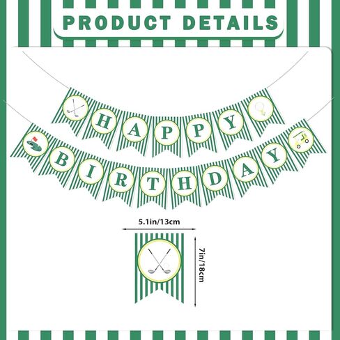 Golf Birthday Decorations - Golf Birthday Banner Hanging Swirls Hole In One Party Decorations for Kids Adults, Green in Saudi Arabia