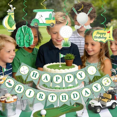Golf Birthday Decorations - Golf Birthday Banner Hanging Swirls Hole In One Party Decorations for Kids Adults, Green in Saudi Arabia