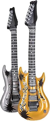 The Dreidel Company Premium Inflate Guitar Inflate, Gold & Silver Colors, Birthdays, Events, Party Favors, 42" Inch Large (2-Pack) in Saudi Arabia