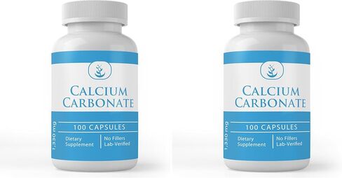Pure Original Ingredients Calcium Carbonate, (100 Capsules) Always Pure, No Additives Or Fillers, Lab Verified in Saudi Arabia