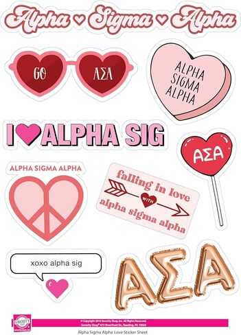 Alpha Sigma Alpha - Sticker Sheet - Love Theme in Saudi Arabia