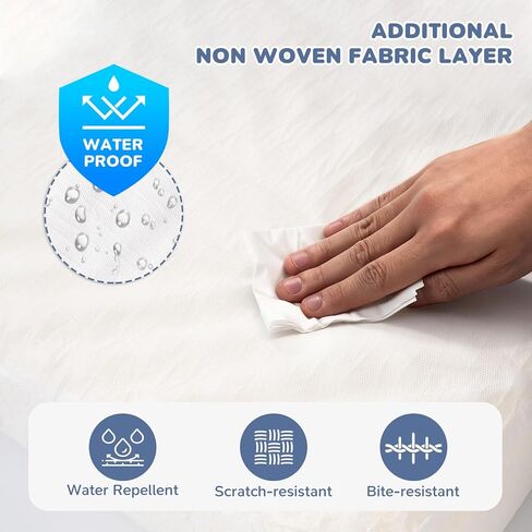 Foldable Human Dog Bed for Adult, Fluffy Faux Angora Human Sized Pet Bed with Blanket, Orthopedic Dog Bed with Egg Foam and Water Repellent Liner (Light Grey (Foldable), 79" Length) in Kuwait