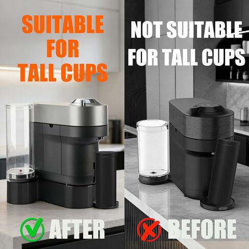 حامل Riser لـ Nespresso Vertuo Pop+، حامل ارتفاع 2.5 بوصة، قاعدة ماكينة قهوة مطبوعة ثلاثية الأبعاد، متوافق مع النماذج القياسية والفاخرة، يناسب أكواب YETI سعة 20 أونصة وأكواب Contigo سعة 16 أونصة (أسود) in Kuwait