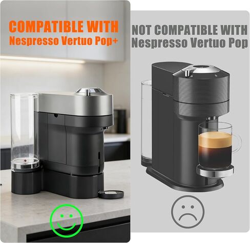 حامل Riser لـ Nespresso Vertuo Pop+، حامل ارتفاع 2.5 بوصة، قاعدة ماكينة قهوة مطبوعة ثلاثية الأبعاد، متوافق مع النماذج القياسية والفاخرة، يناسب أكواب YETI سعة 20 أونصة وأكواب Contigo سعة 16 أونصة (أسود) in Kuwait