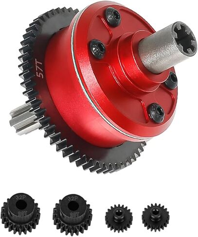 57T Metal spur Gear Center Differential & Motor Mount Gear Cover Upgrade Parts for ARRMA 1/10 Kraton 4x4 4S BLX Outcast 4x4 4S BLX 1/8 Mojave 4X4 4S BLX(Red) in Kuwait