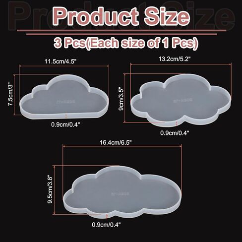 uxcell 3 Pcs Cloud Coaster Silicone Resin Mould, Tray Moulds for Resin Casting, Epoxy Resin Moulds for Coasters Trays DIY Art Cup Bowl Mats, Candle Holder, Home Decoration, White in Saudi Arabia