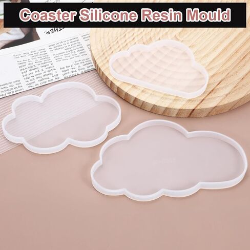 uxcell 3 Pcs Cloud Coaster Silicone Resin Mould, Tray Moulds for Resin Casting, Epoxy Resin Moulds for Coasters Trays DIY Art Cup Bowl Mats, Candle Holder, Home Decoration, White in Saudi Arabia
