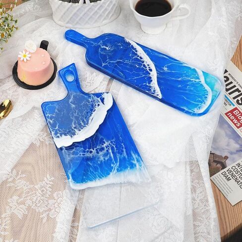 FAVOMOTO 2PCS Silicone Tray Mold, Resin Epoxy Casting Mold with Handle and Holes Jewelry Tray Cheese Serving Board for Home Use Decoration DIY Craft Tool in Saudi Arabia