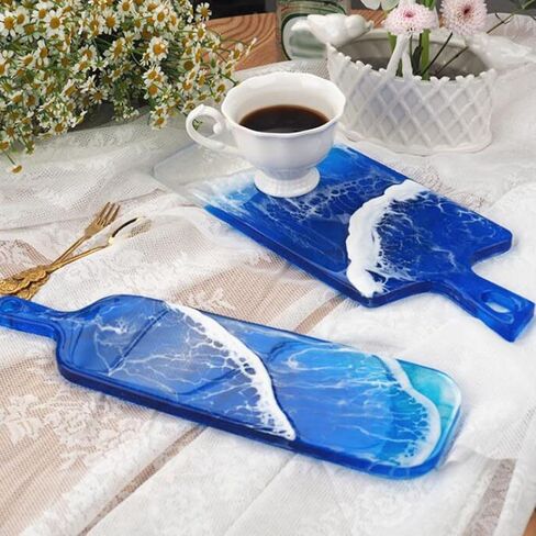 FAVOMOTO 2PCS Silicone Tray Mold, Resin Epoxy Casting Mold with Handle and Holes Jewelry Tray Cheese Serving Board for Home Use Decoration DIY Craft Tool in Saudi Arabia