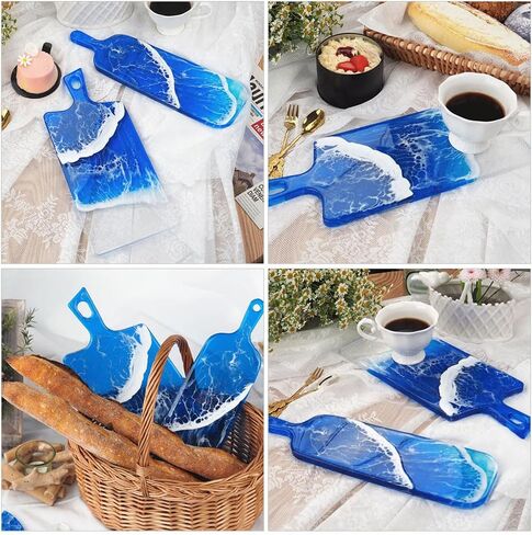 FAVOMOTO 2PCS Silicone Tray Mold, Resin Epoxy Casting Mold with Handle and Holes Jewelry Tray Cheese Serving Board for Home Use Decoration DIY Craft Tool in Saudi Arabia