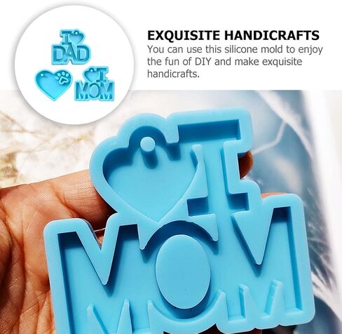 Tofficu 3pcs قالب السيليكون الراتنج قوالب الحرف الحب المفاتيح أبي المفاتيح أمي الأب يوم اليد أنا أحب أمي ماما راتنجات الايبوكسي دي ريسينا حلقة رئيسية المنجد البسكويت الأم in Saudi Arabia