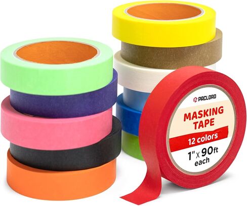 12 Rolls Colored Masking Tape - Painter’s Tape, 1 inch x 1080 ft - Easy-Removable, No Residue - Colorful Rolls for Kids Craft Supplies, Arts, DIY, Labeling, Decorations in Saudi Arabia