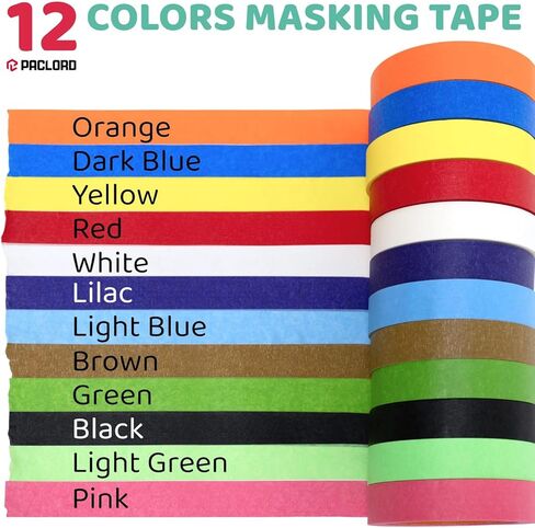 12 Rolls Colored Masking Tape - Painter’s Tape, 1 inch x 1080 ft - Easy-Removable, No Residue - Colorful Rolls for Kids Craft Supplies, Arts, DIY, Labeling, Decorations in Saudi Arabia