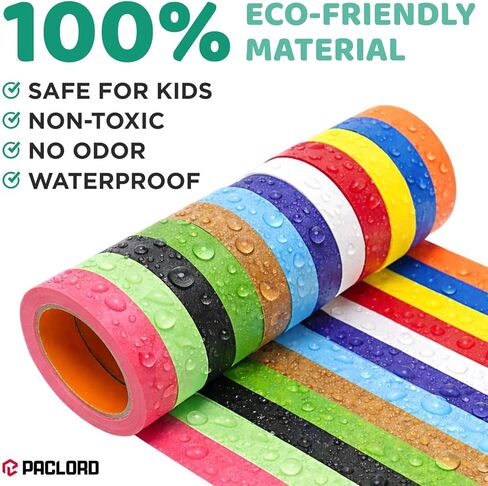 12 Rolls Colored Masking Tape - Painter’s Tape, 1 inch x 1080 ft - Easy-Removable, No Residue - Colorful Rolls for Kids Craft Supplies, Arts, DIY, Labeling, Decorations in Saudi Arabia