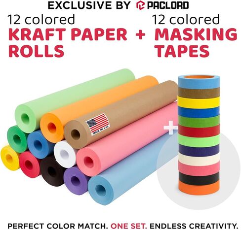 12 Rolls Colored Masking Tape - Painter’s Tape, 1 inch x 1080 ft - Easy-Removable, No Residue - Colorful Rolls for Kids Craft Supplies, Arts, DIY, Labeling, Decorations in Saudi Arabia
