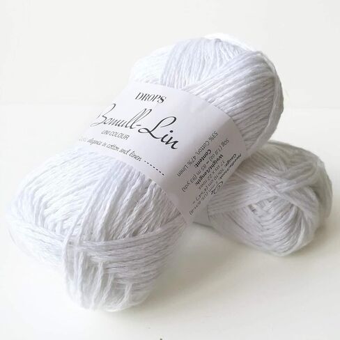 Cotton and Linen Yarn, 4 or Medium, Aran Weight, Drops Bomull-Lin, 1.8 oz 93 Yards per Ball (03 Light Beige) in Kuwait