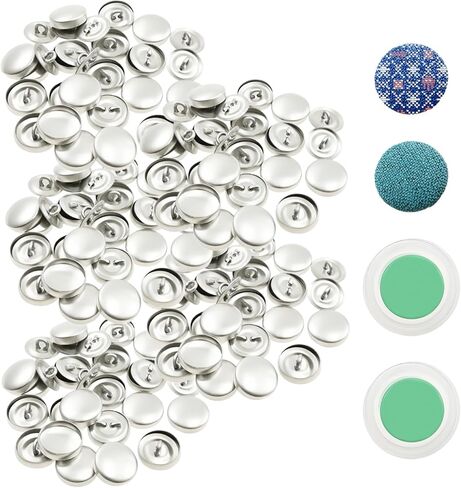 100 Sets Cover Buttons Kit with Tools, 5 Sizes Enduring Button Cover Kit, DIY Fabric Covered Aluminum Alloy Craft Set for DIY Covered Buttons, Clothes, Hats, Sweaters, Backpacks and Crafts in Saudi Arabia