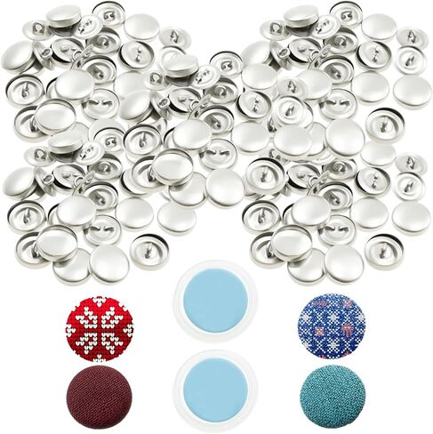 100 Sets Cover Buttons Kit with Tools, 5 Sizes Enduring Button Cover Kit, DIY Fabric Covered Aluminum Alloy Craft Set for DIY Covered Buttons, Clothes, Hats, Sweaters, Backpacks and Crafts in Saudi Arabia
