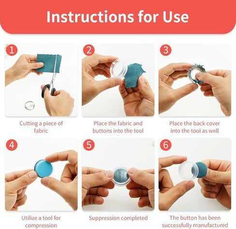 100 Sets Cover Buttons Kit with Tools, 5 Sizes Enduring Button Cover Kit, DIY Fabric Covered Aluminum Alloy Craft Set for DIY Covered Buttons, Clothes, Hats, Sweaters, Backpacks and Crafts in Saudi Arabia