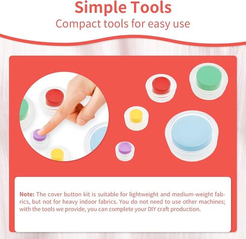100 Sets Cover Buttons Kit with Tools, 5 Sizes Enduring Button Cover Kit, DIY Fabric Covered Aluminum Alloy Craft Set for DIY Covered Buttons, Clothes, Hats, Sweaters, Backpacks and Crafts in Saudi Arabia
