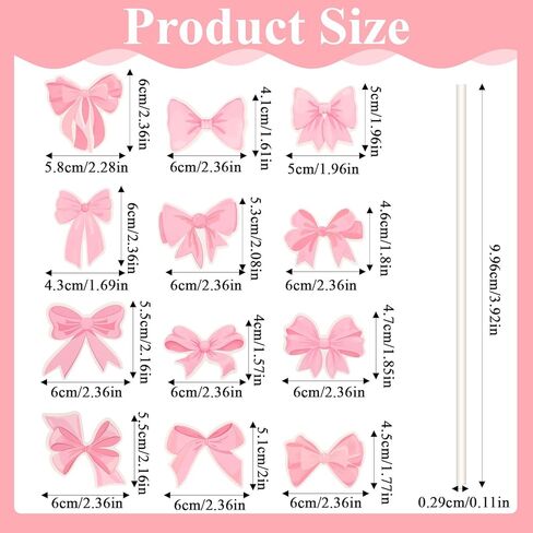 24PCS Pink Bow Cupcake Toppers Coquette Bow Cupcake Toppers Pink Bows Coquette Birthday Cake Decorations Bows Theme Party Decor for Bachelorette Bridal Engagement Wedding Baby Shower in Saudi Arabia