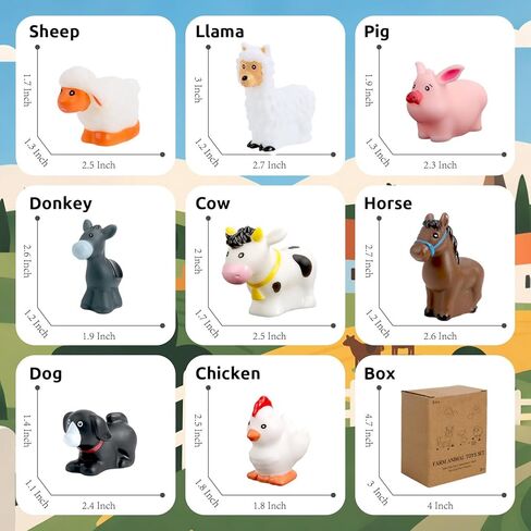 Farm Animal Toddler Toys - 8-Piece Figure Set for Educational Pretent Play, Farm Animal Toys for 1,2,3 Years Old Boys Girls in Saudi Arabia