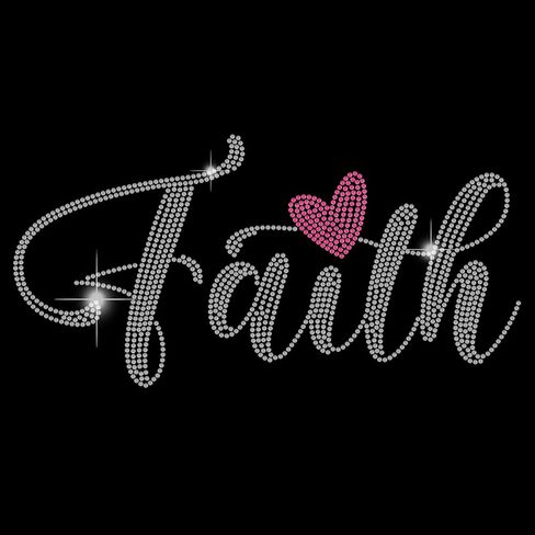 SUPERDANT Faith Iron on Rhinestones Motivational Text Crystal Heat Transfer Stickers Bling Iron on Decals Rhinestone Patches for T-Shirt Clothing Tote Bag Jackets DIY Art Craft Gifts Christian Decor in Saudi Arabia