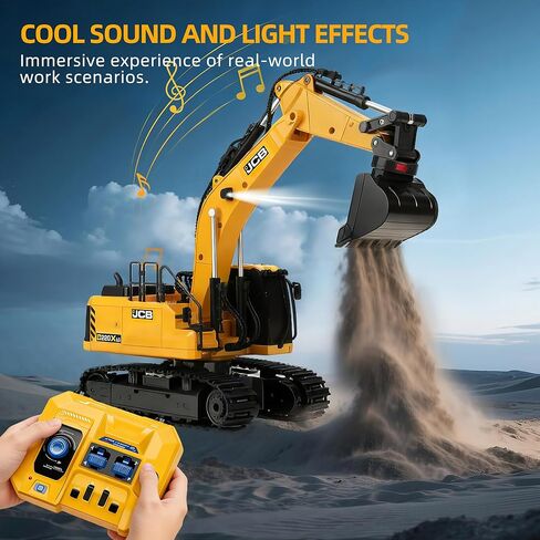 BRRRRT Remote Control Excavator 3 in 1 Remote Control Construction Vehicles with Drill Bit, Grab Bucket & Digging Hook,14 Channel RC Excavator with Lights & Sounds for Boys and Girls Age 3+ in Saudi Arabia