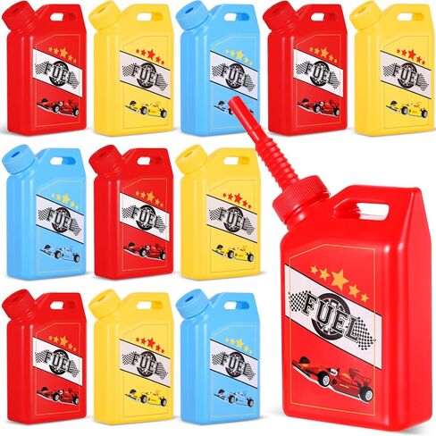 Mifoci 12 Pcs Race Car Fuel Can Cups Set 11 oz Fuel Race Drinking Cup with Straw Red Blue Yellow Racing Theme Birthday Party Favor for Kids Racing Car Theme Birthday Party Baby Shower in Kuwait