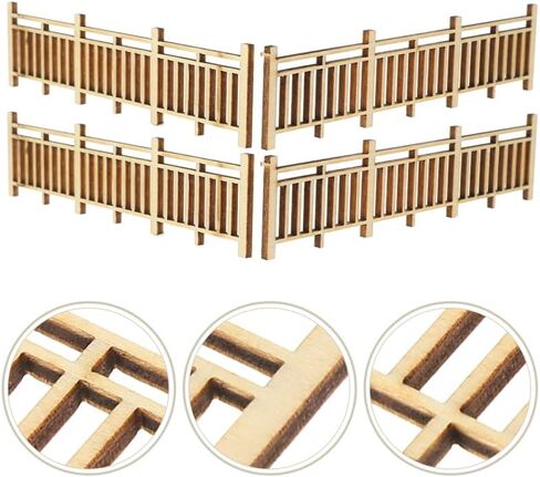 Milisten Wooden Picket Fence - 1:50 Scale Miniature Fence (10 pcs) for Dollhouse, Model Railway, Village & Diorama Landscaping - DIY Craft Accessories in Saudi Arabia