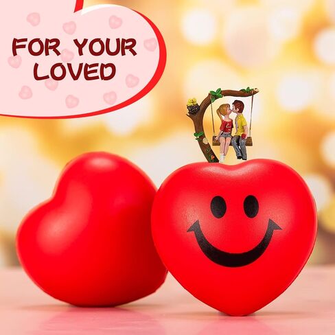 Vinsot 18 Pieces 2.76" Valentine's Day Heart Stress Balls Heart Shaped Foam Balls Heart Smile Face Stress Balls Big Heart Relaxable Balls Valentine Party Favors for Adults(Red, Pink) in Saudi Arabia